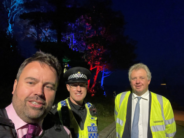 Chris Loder MP on patrol with Dorset Police and PCC Dave Sidwick